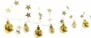 EMOS LED vianočná girlanda – zlaté gule s hviezdami
